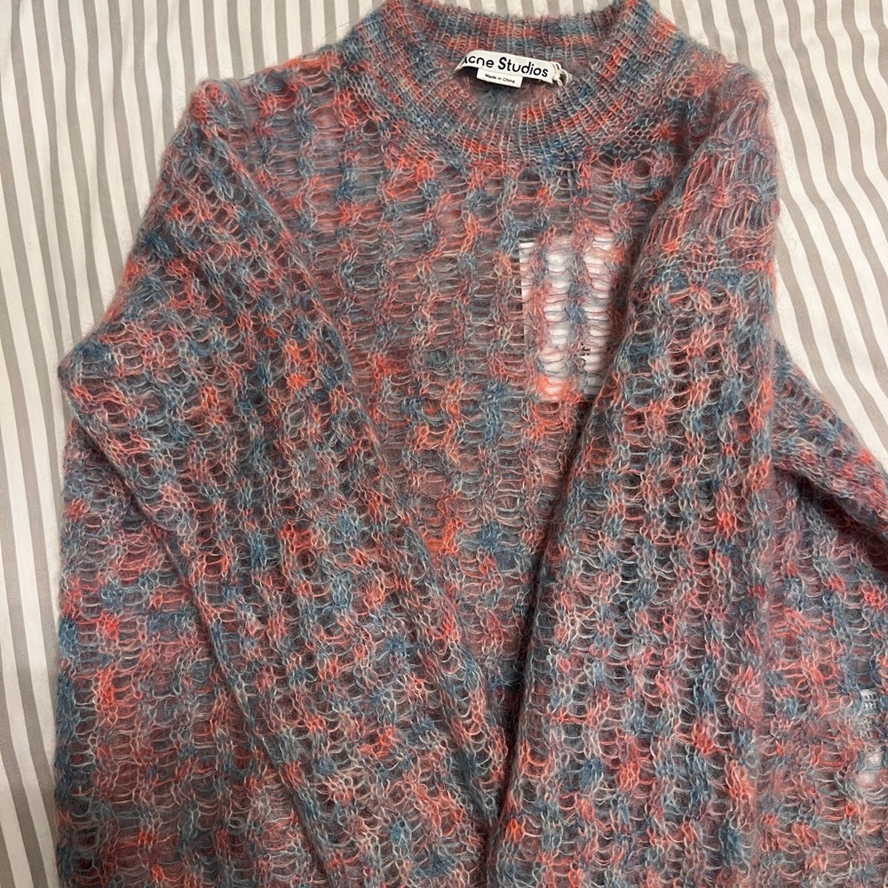 Acne Studios Kobina open-knit multicolor mohair sweater S - Picture 6 of 8